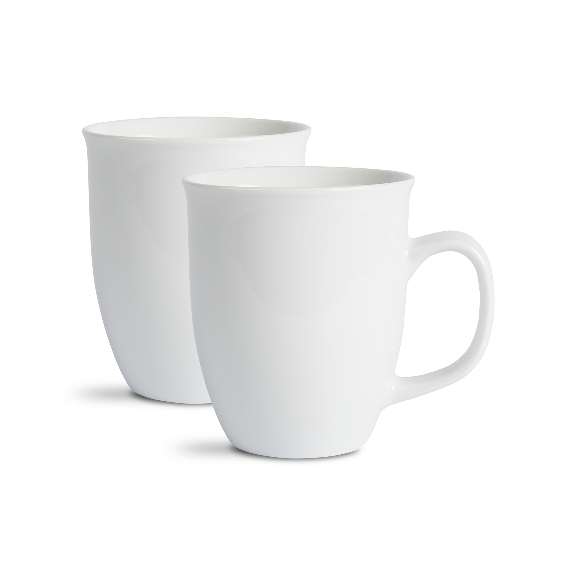 Pair of white porcelain mugs.