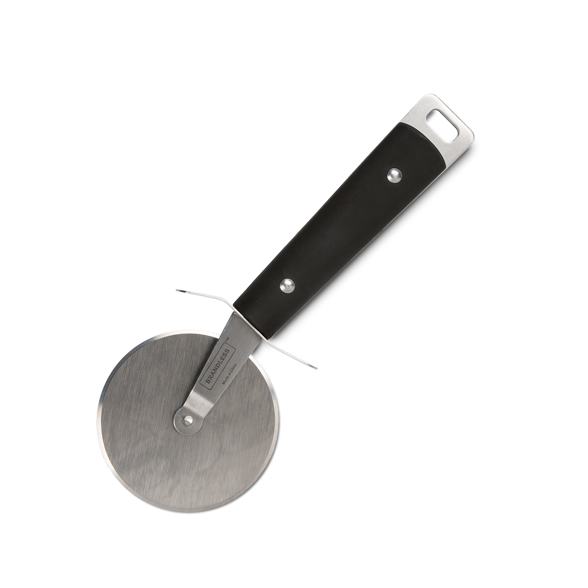 Side view, brandless branded pizza cutter, made in china.