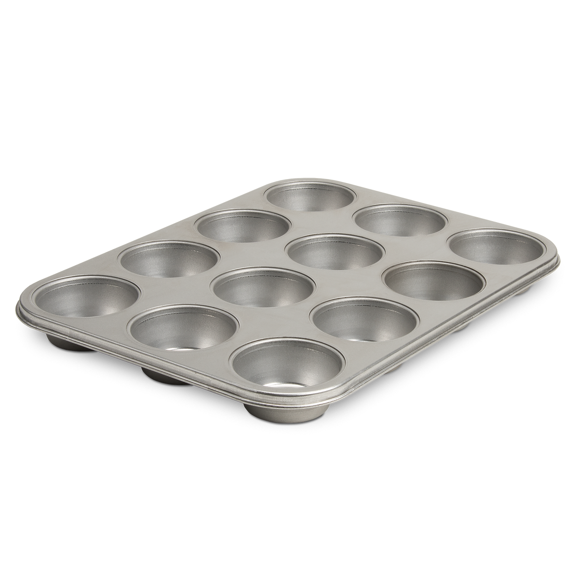 Product photo, 12 cup muffin pan, 3/4 perspective