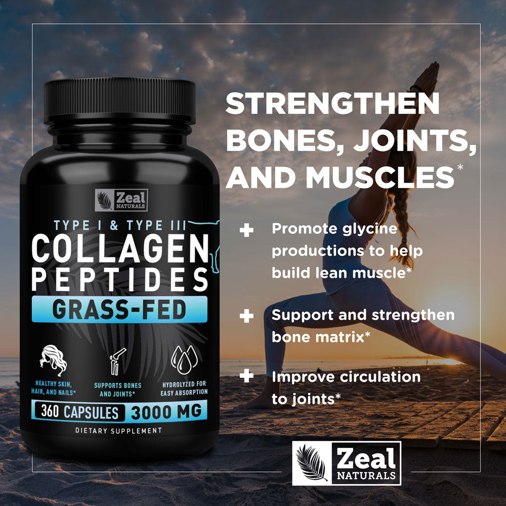 Collagen Peptide Pills with Grass-Fed Hydrolyzed Collagen