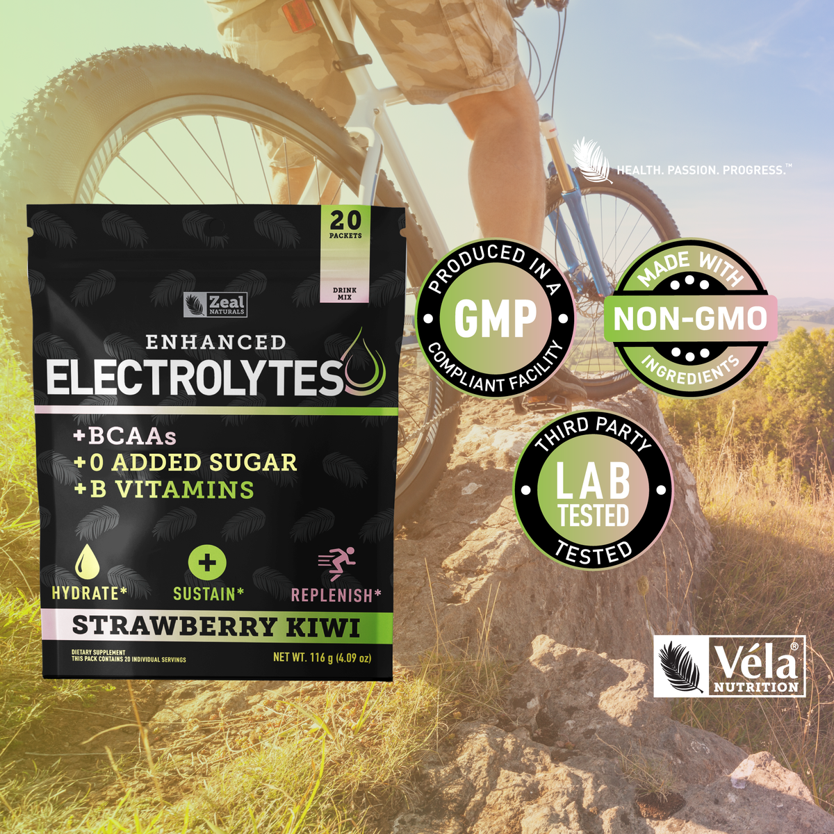 Zeal Naturals™ Electrolyte Powder Stick Packs - Strawberry Kiwi