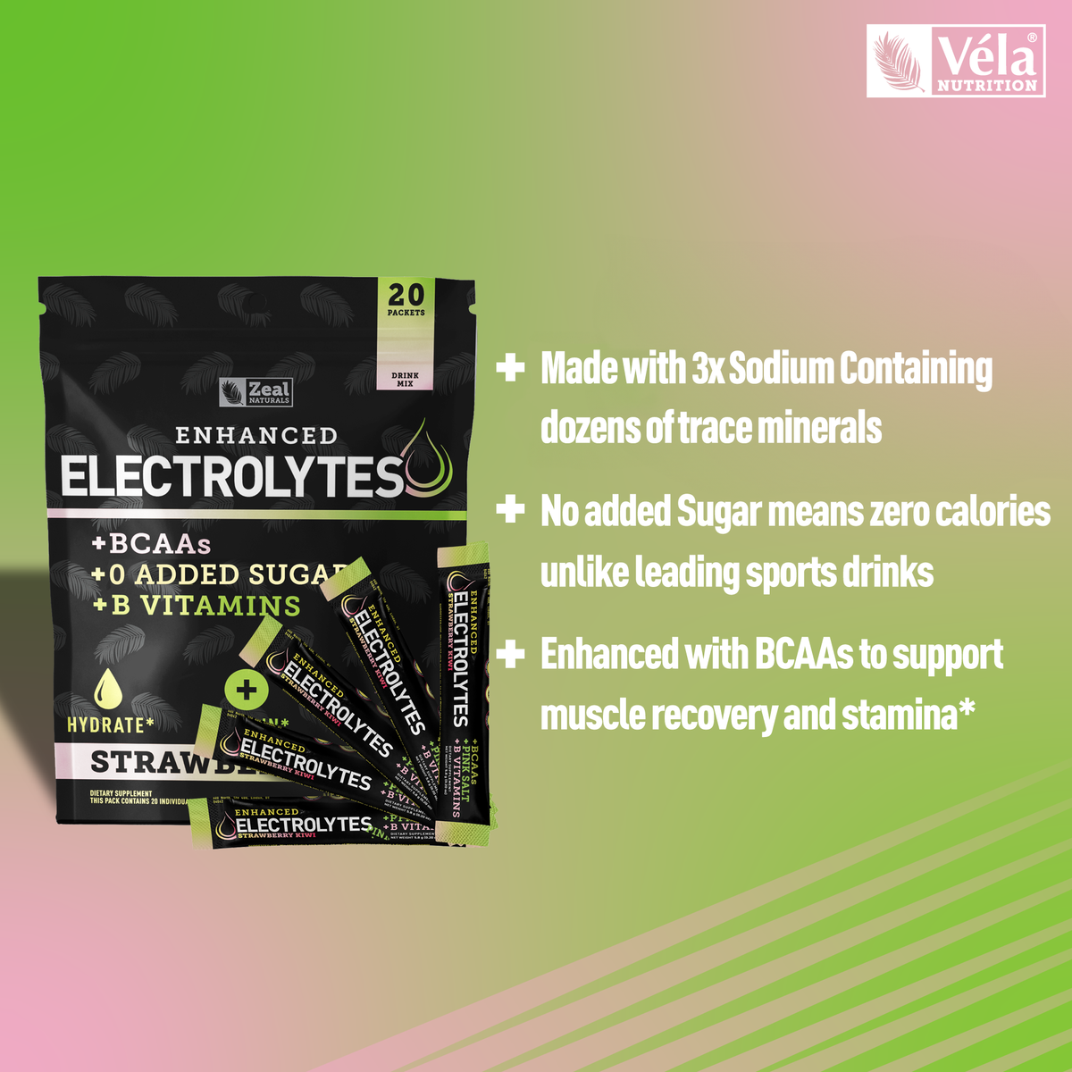 Zeal Naturals™ Electrolyte Powder Stick Packs - Strawberry Kiwi