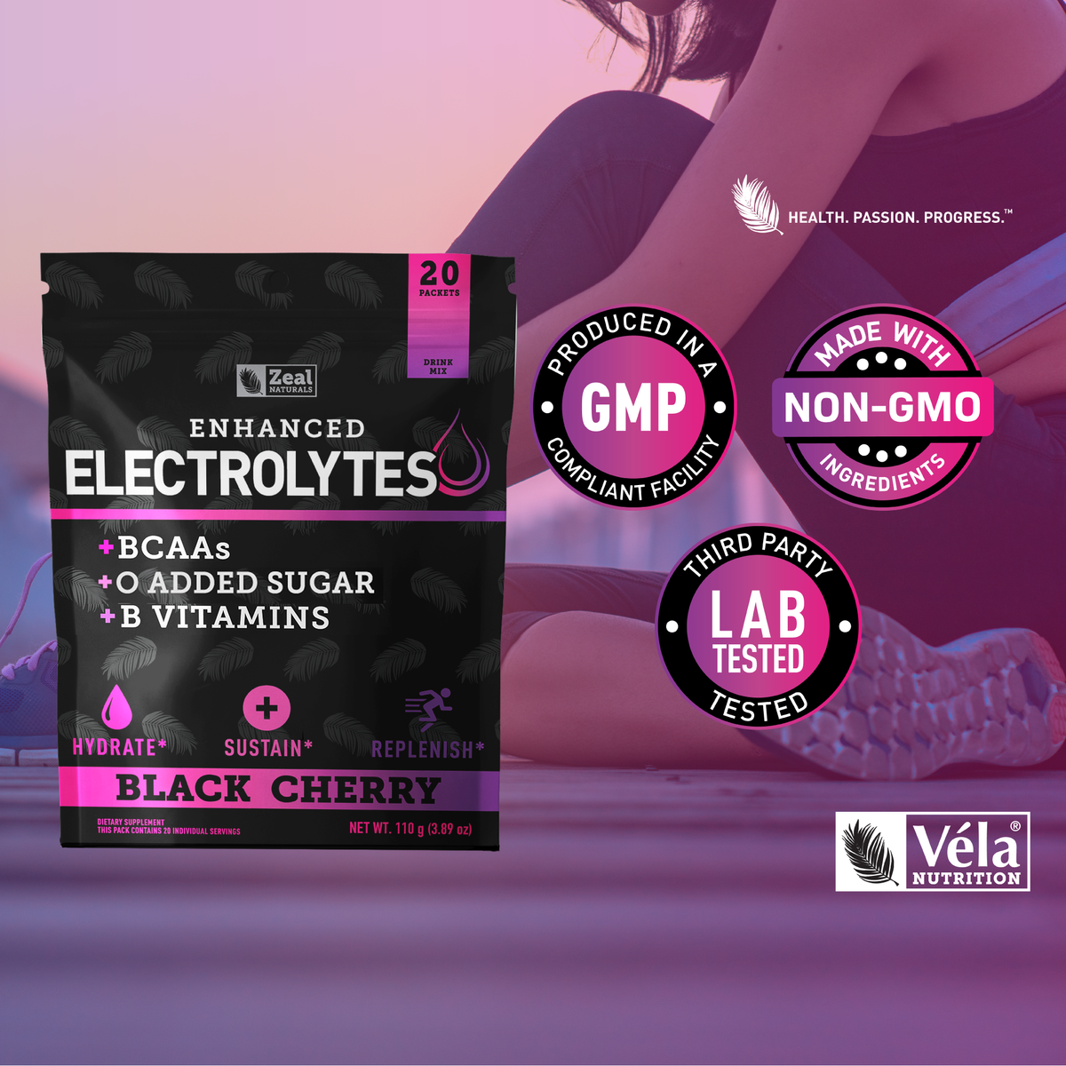 Zeal Naturals™ Electrolyte Powder Stick Packs - Black Cherry