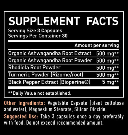 Adaptogenic Ashwagandha Complex with Rhodiola and Turmeric