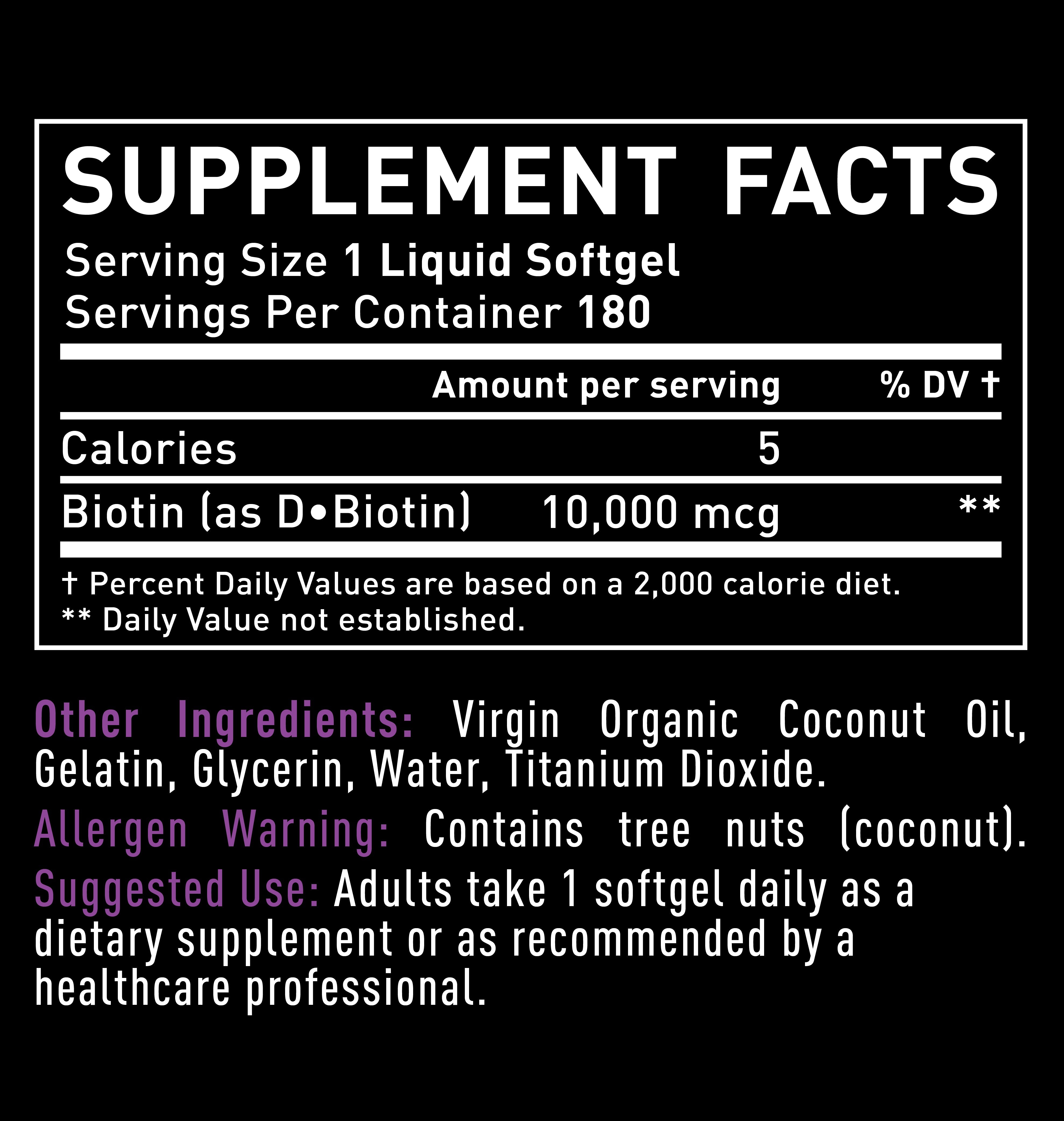 Biotin Softgels with Organic Coconut Oil