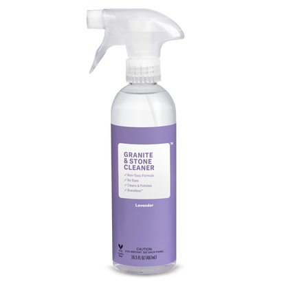Granite and stone cleaner, front view, showing sprayer. 16.5oz