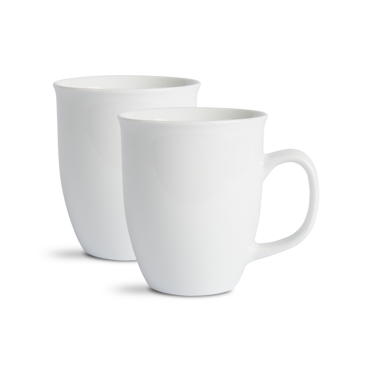 Pair of white porcelain mugs.
