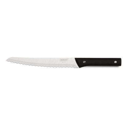Product photo, 8" bread serrated bread knife with black handle.