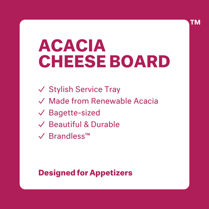 Acacia Cheese Board: stylish service tray, made from renewable acacia, bagette-sized, beautiful & durable, Brandless.  Designed for appetizers.