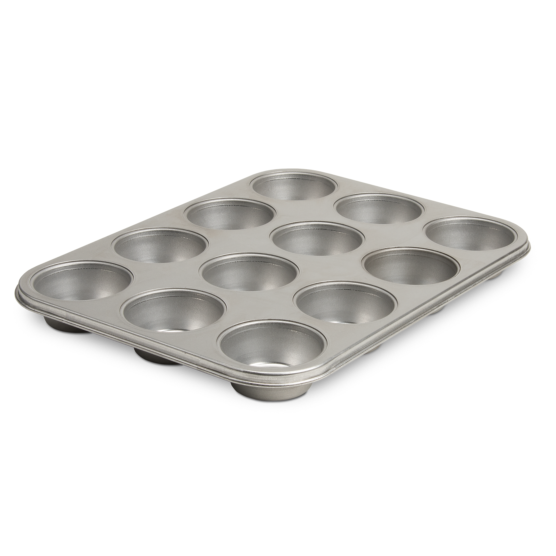 Product photo, 12 cup muffin pan, 3/4 perspective